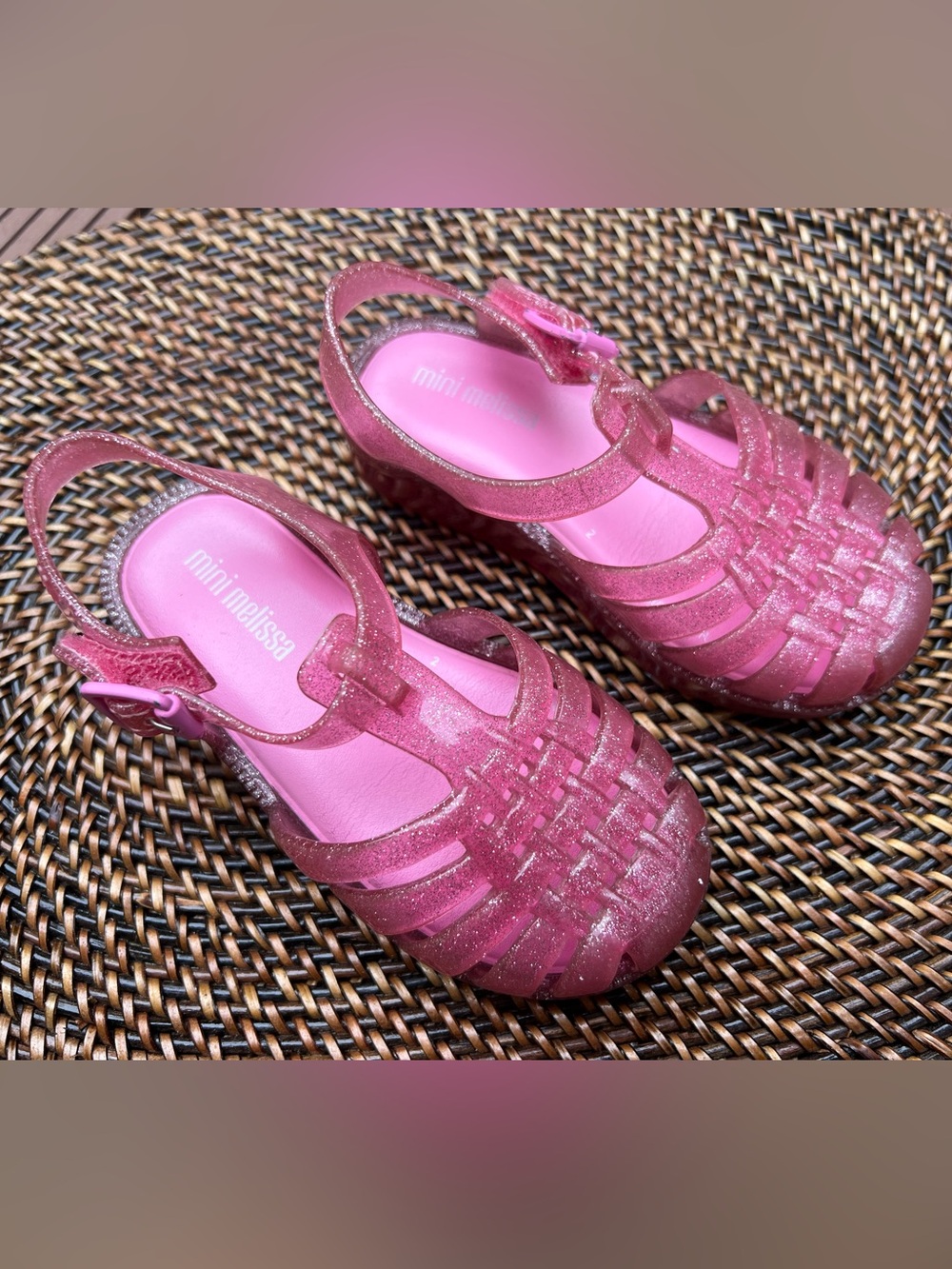 Mini Melissa Pink Glitter Jelly Sandals